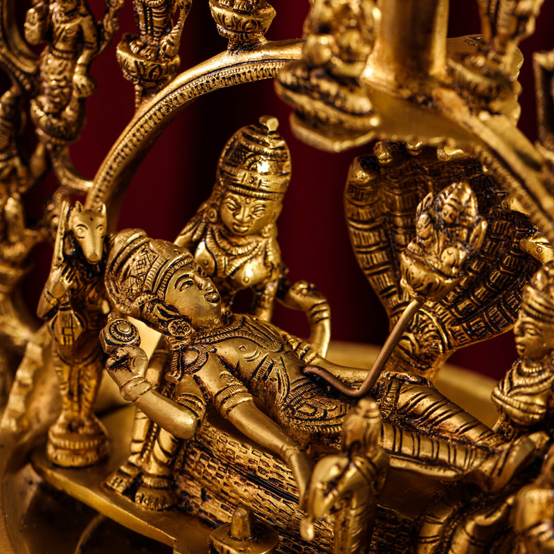 Brass Superfine Dashavatara / Vishnu Avatar Wall Hanging Lamp (46.5 Inch)