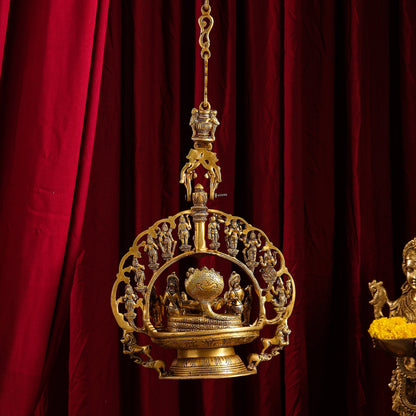 Brass Superfine Dashavatara / Vishnu Avatar Wall Hanging Lamp (46.5 Inch)