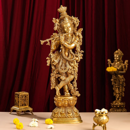 Brass Lord Krishna Idol (30 Inch)