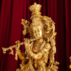 Brass Lord Krishna Idol (30 Inch)