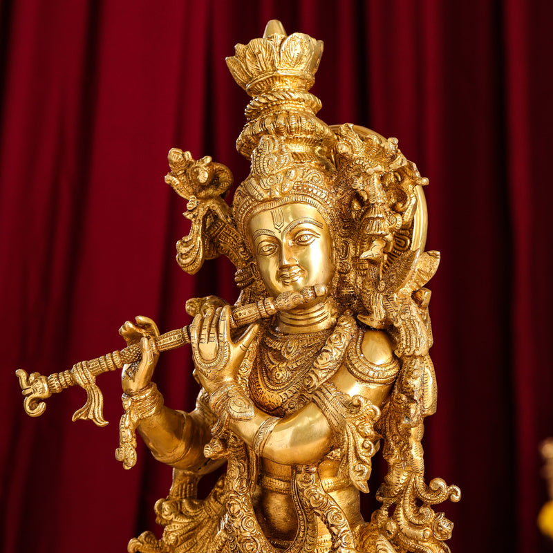 Brass Lord Krishna Idol (30 Inch)