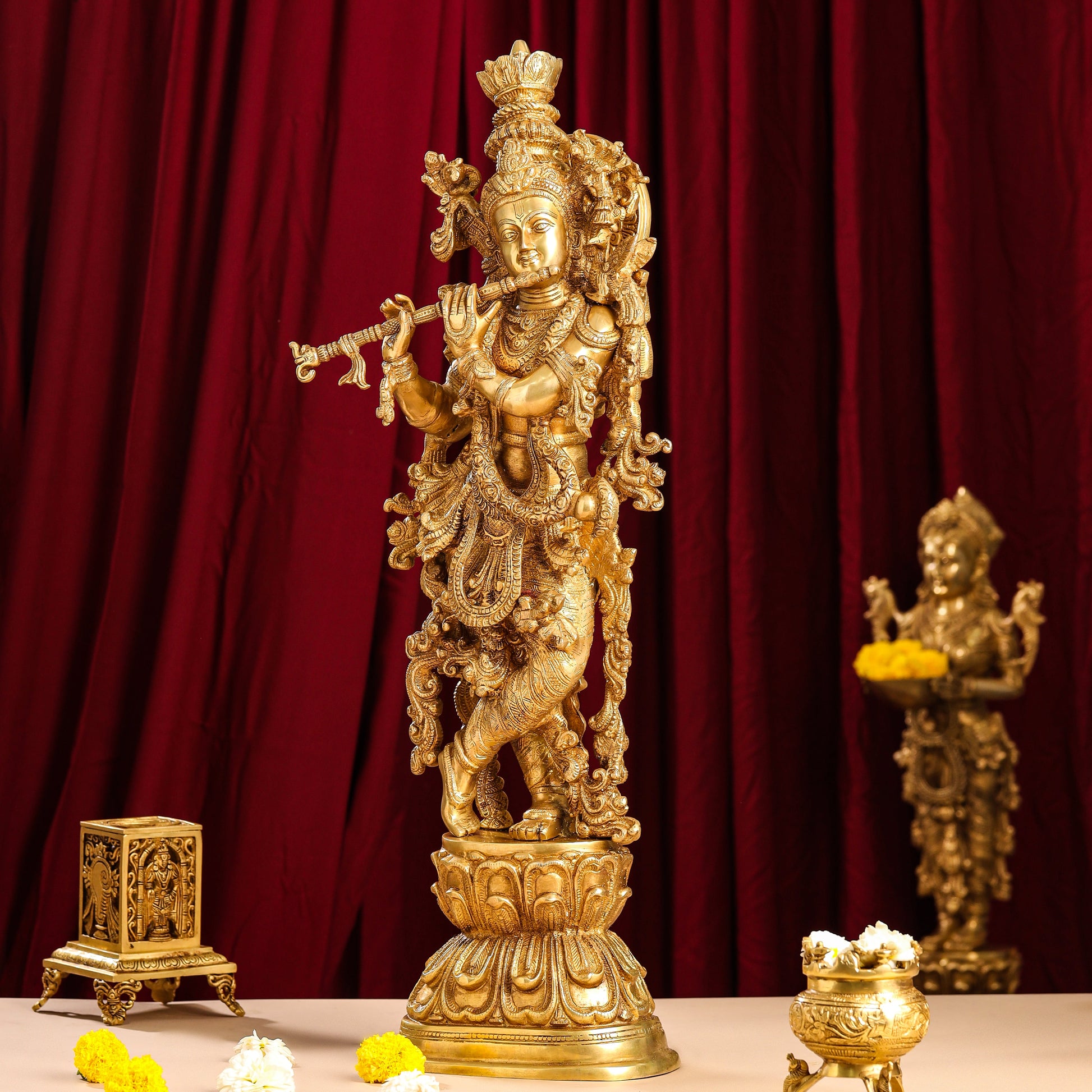 Brass Lord Krishna Idol (30 Inch)