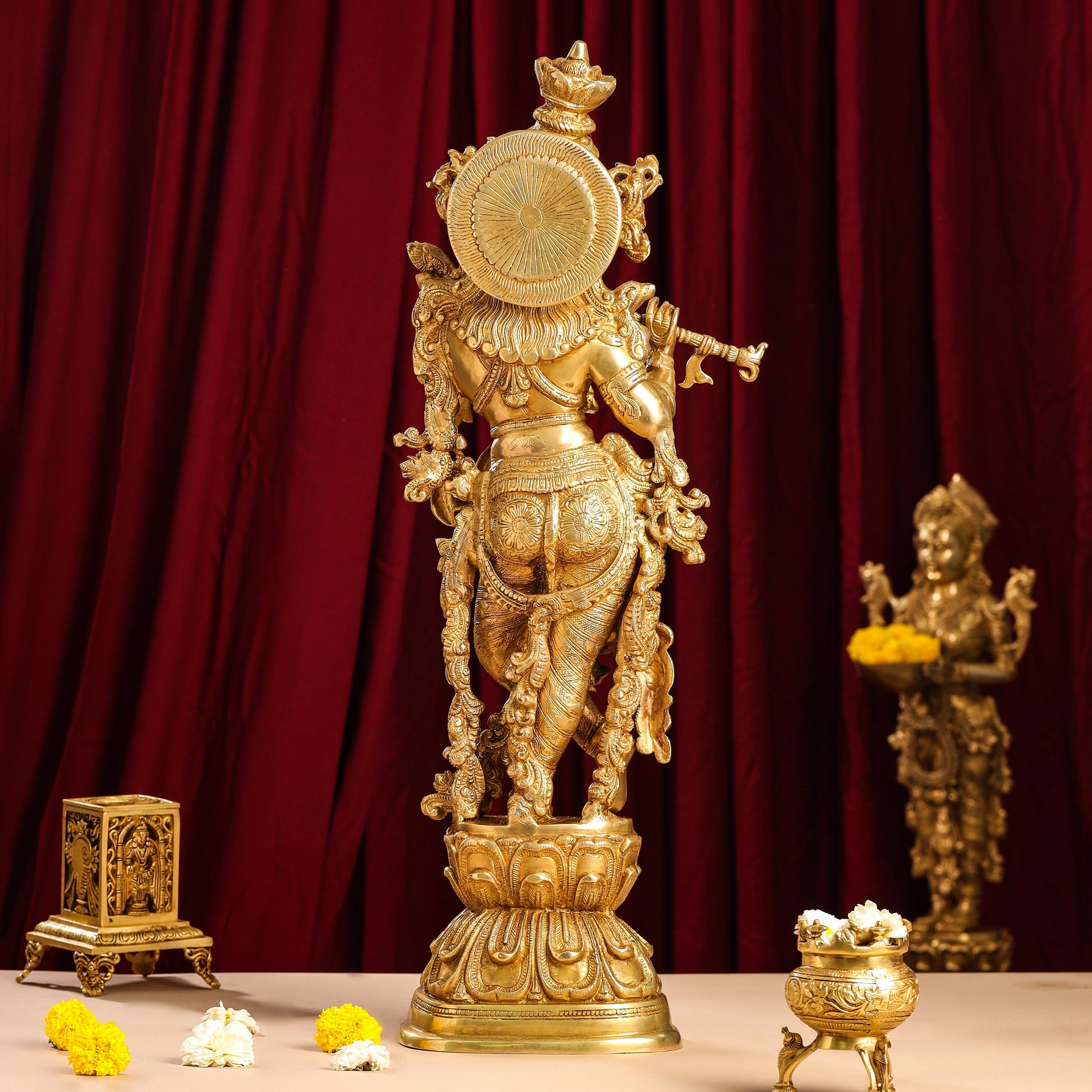 Brass Lord Krishna Idol (30 Inch)