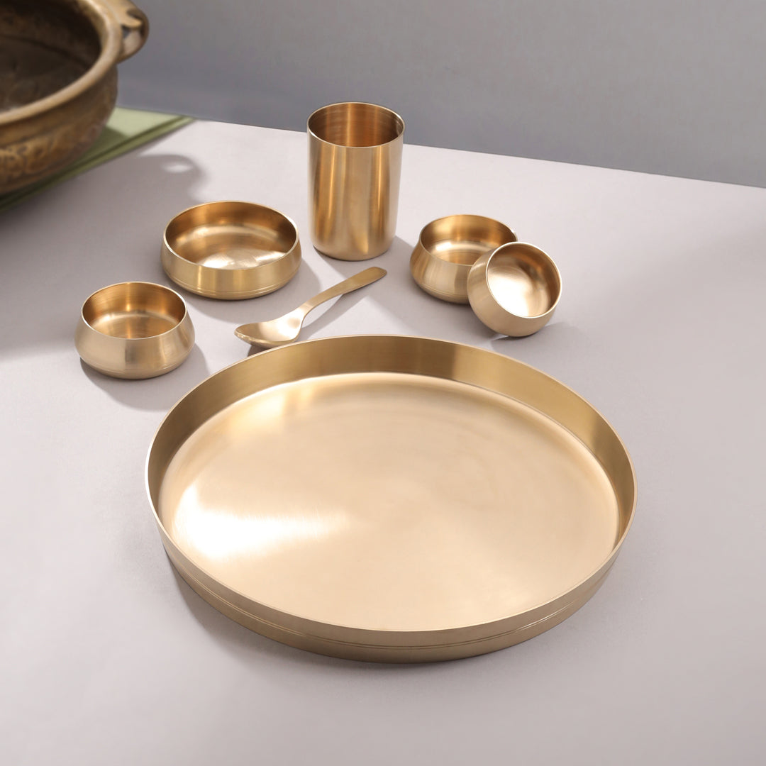 Brass Matt Thali/Dinner Set (2 Kg)