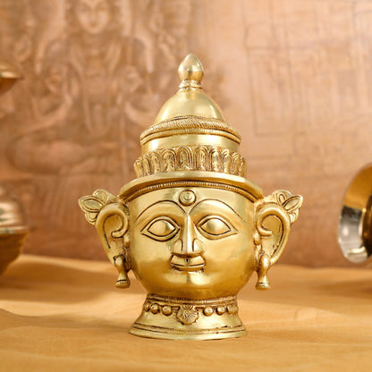 Brass Shiva And Parvati Head Statue (9 Inch)