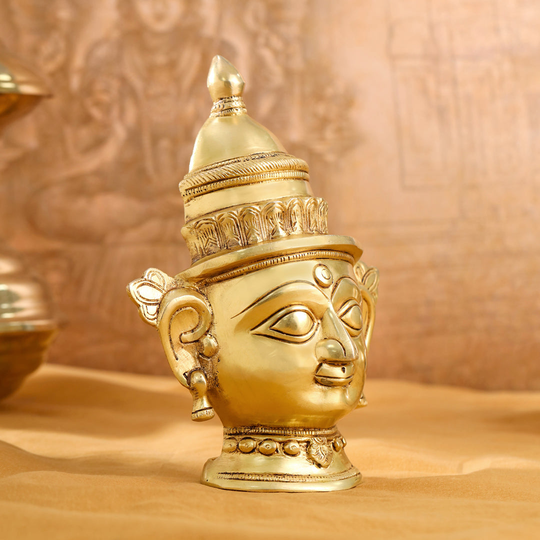 Brass Shiva And Parvati Head Statue (9 Inch)