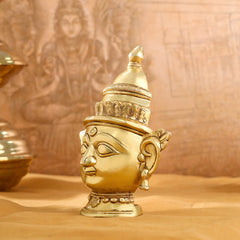 Brass Shiva And Parvati Head Statue (9 Inch)