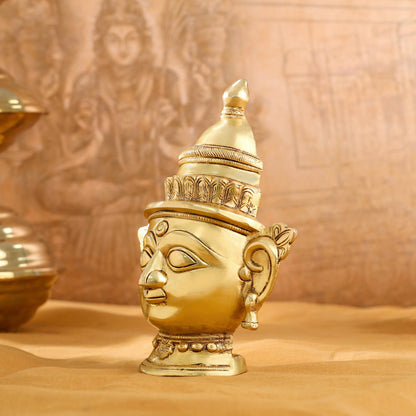 Brass Shiva And Parvati Head Statue (9 Inch)