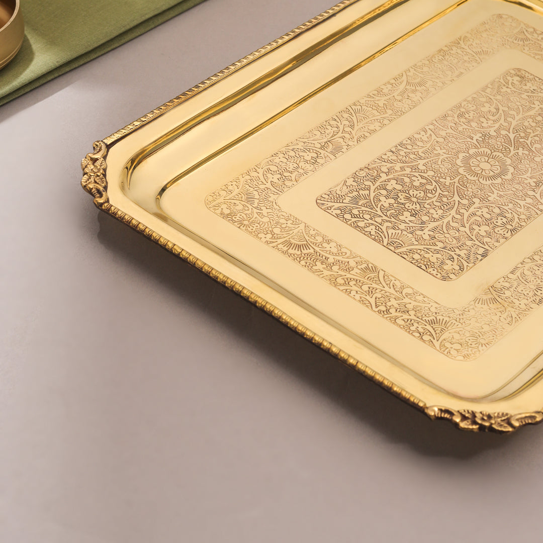 Brass Handcrafted Rectangular Tray