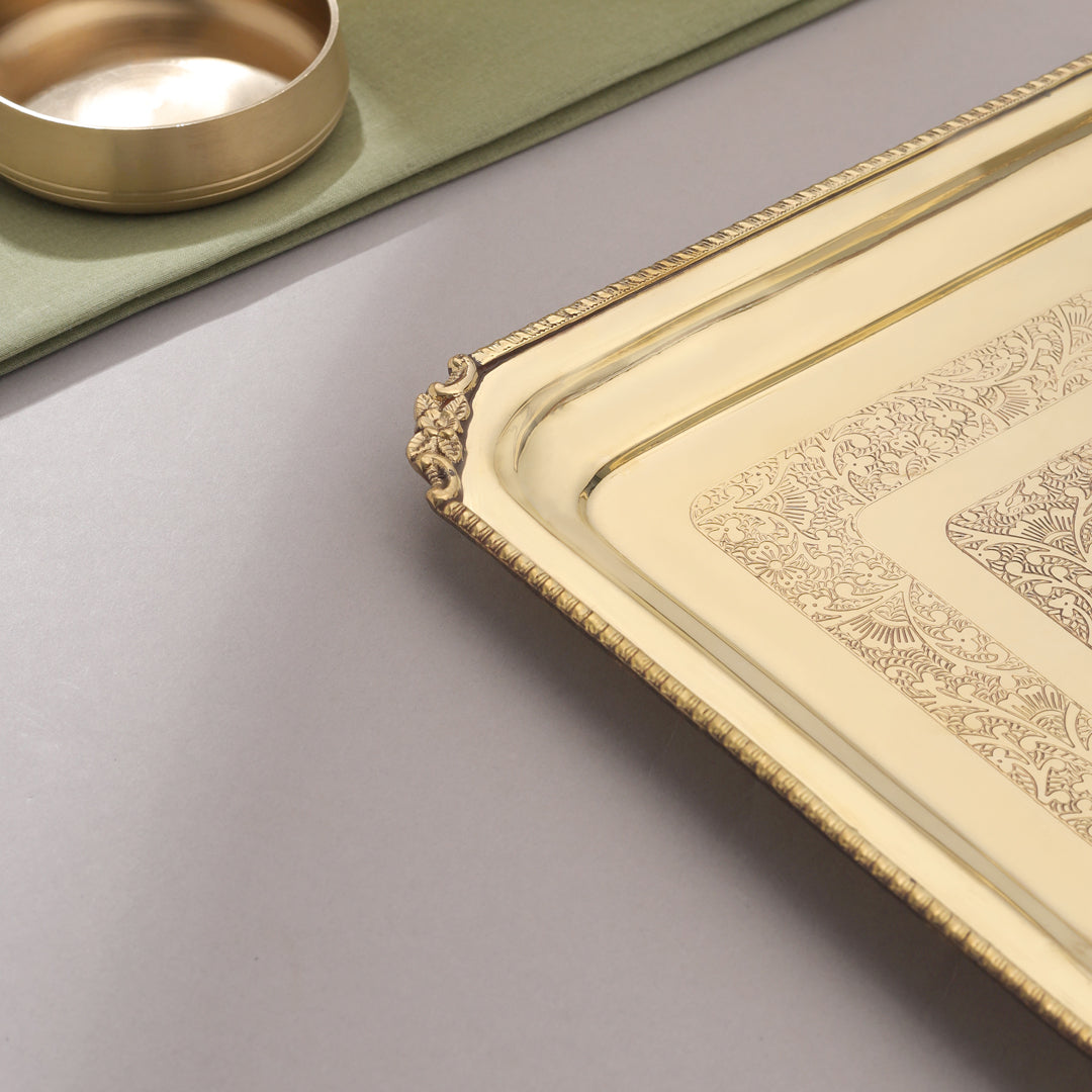 Brass Handcrafted Rectangular Tray