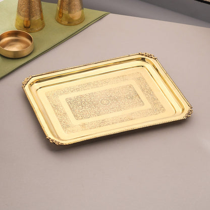 Brass Handcrafted Rectangular Tray