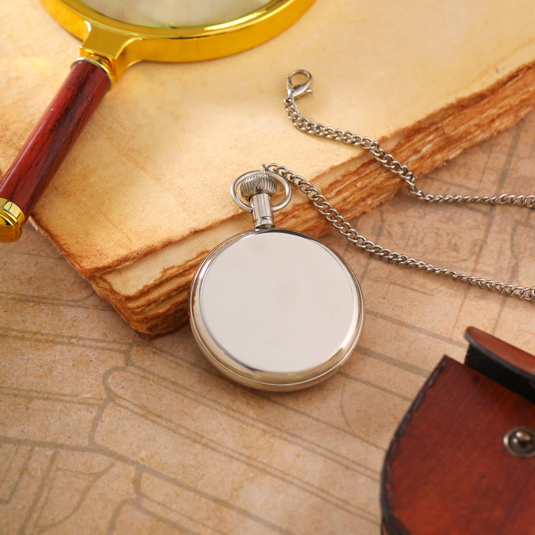 Brass Pocket Watch With Leahther Pouch (2 Inch)