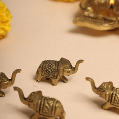 Brass Elephant Statue Set With Gift Box/Hamper