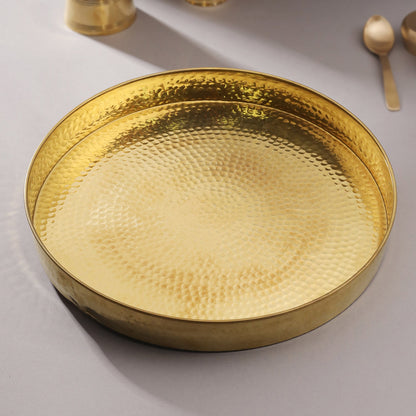 Brass Hammered Thali/Tray (14 Inch)
