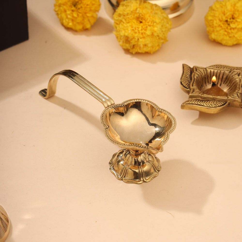 Brass Diya & Handbell Pooja Gift Hamper