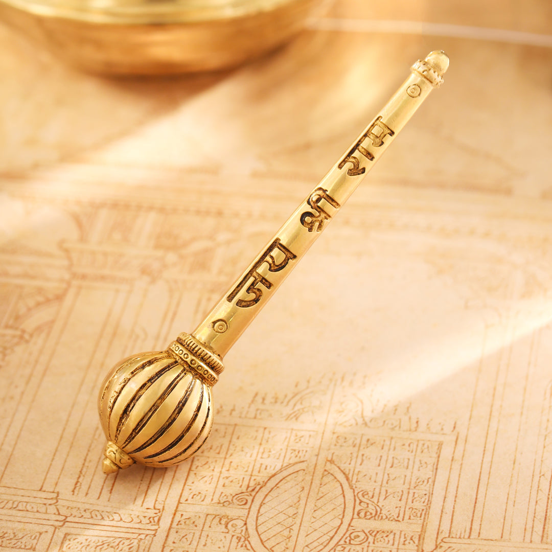 Brass Handcrafted Hanuman Mace/Gada – Strength & Devotion (3 Sizes)