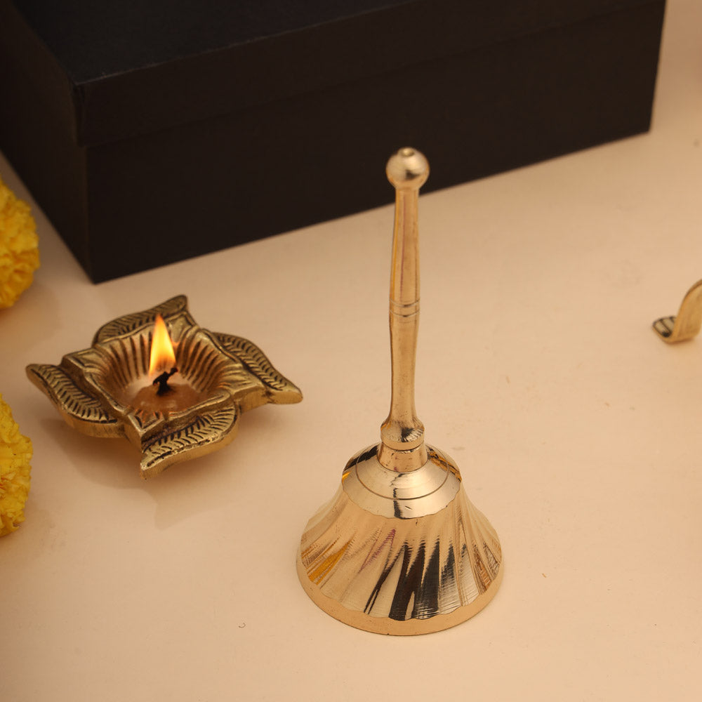 Brass Diya & Handbell Pooja Gift Hamper