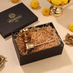 Brass Diya & Handbell Pooja Gift Hamper