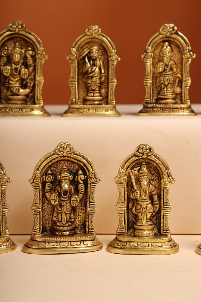 Brass Dashavatara /Vishnu Avatars Statue Set (3 Inch)
