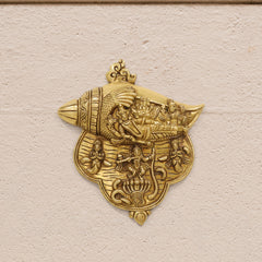 Brass Vishnu Lakshmi And Krishna Wall Hanging (9.5 Inch)