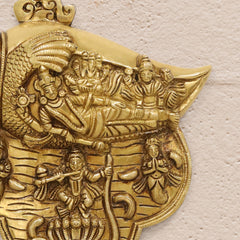Brass Vishnu Lakshmi And Krishna Wall Hanging (9.5 Inch)