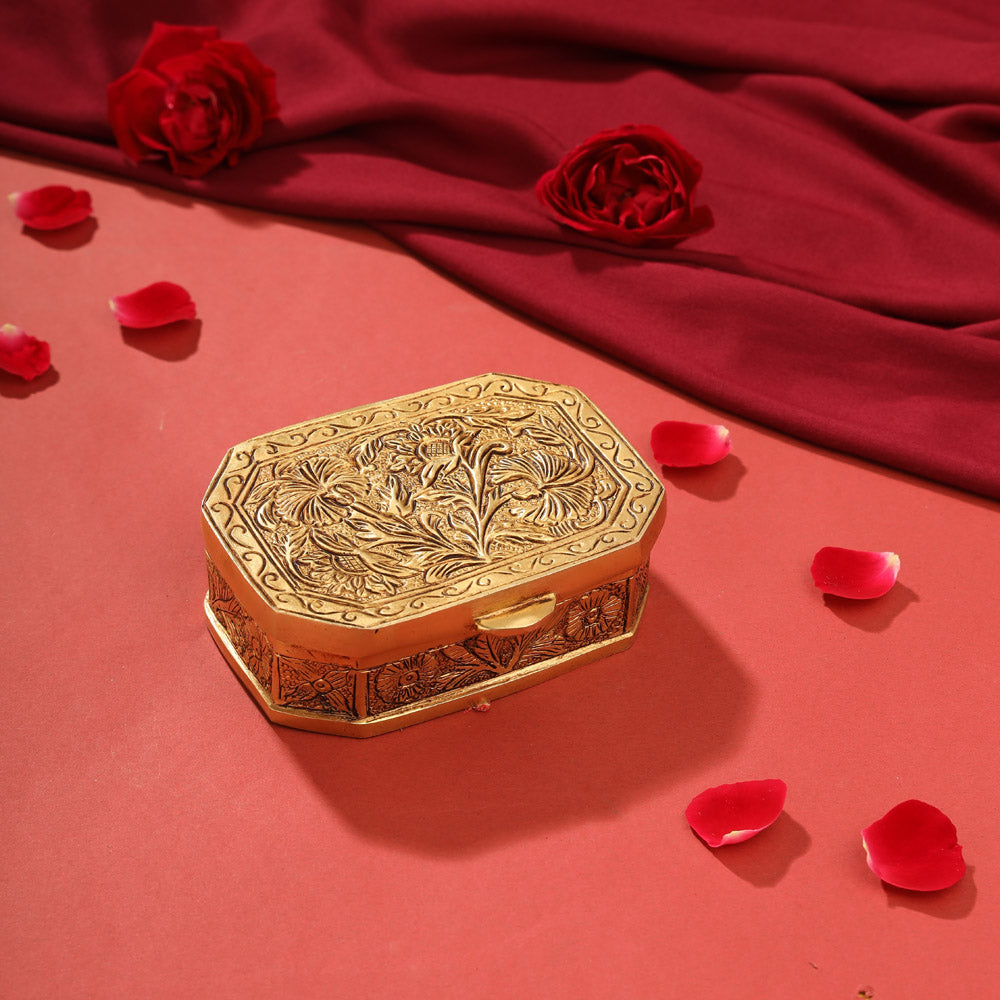 Brass Flower Kumkum Box (1.8 Inch)