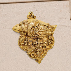 Brass Vishnu Lakshmi And Krishna Wall Hanging (9.5 Inch)
