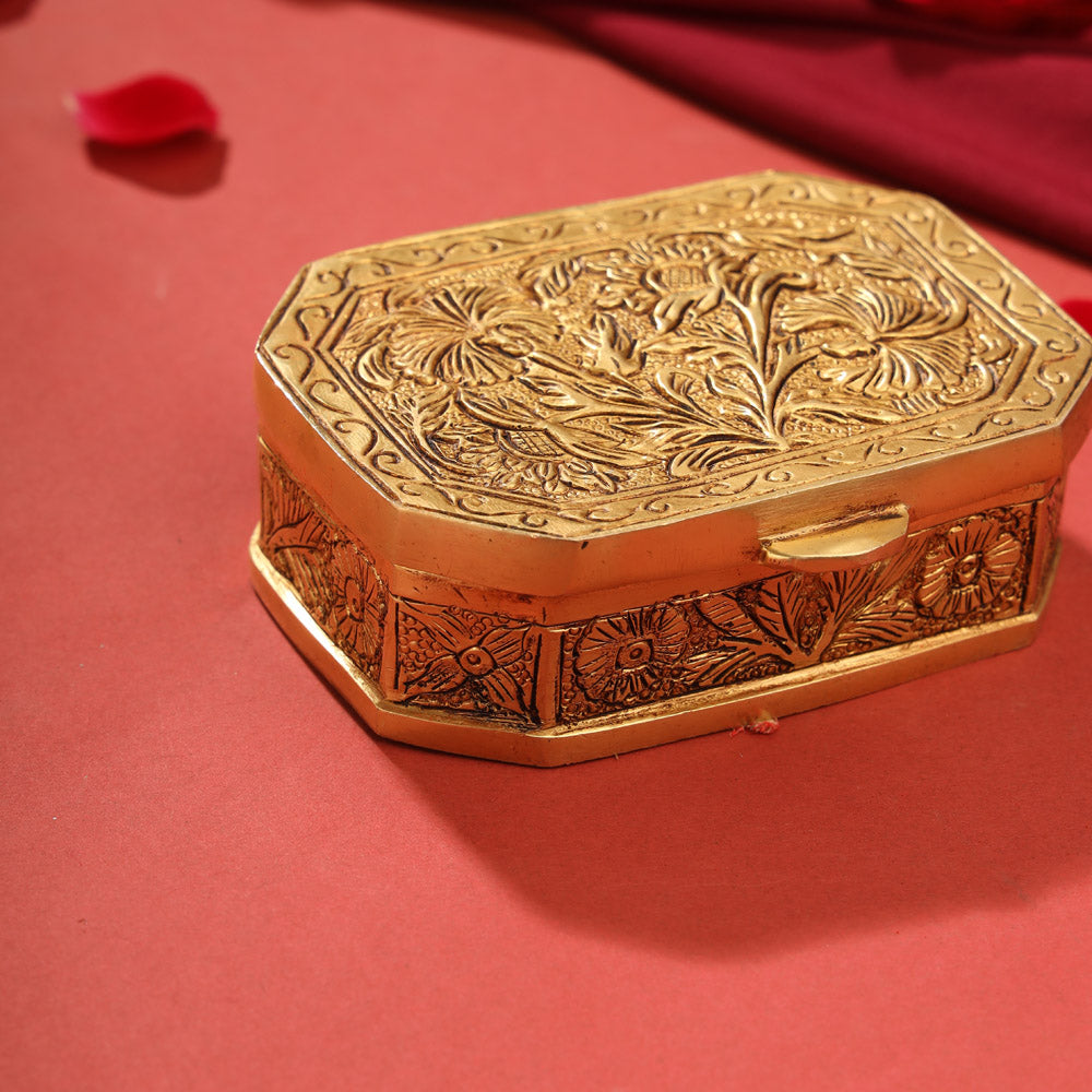 Brass Flower Kumkum Box (1.8 Inch)