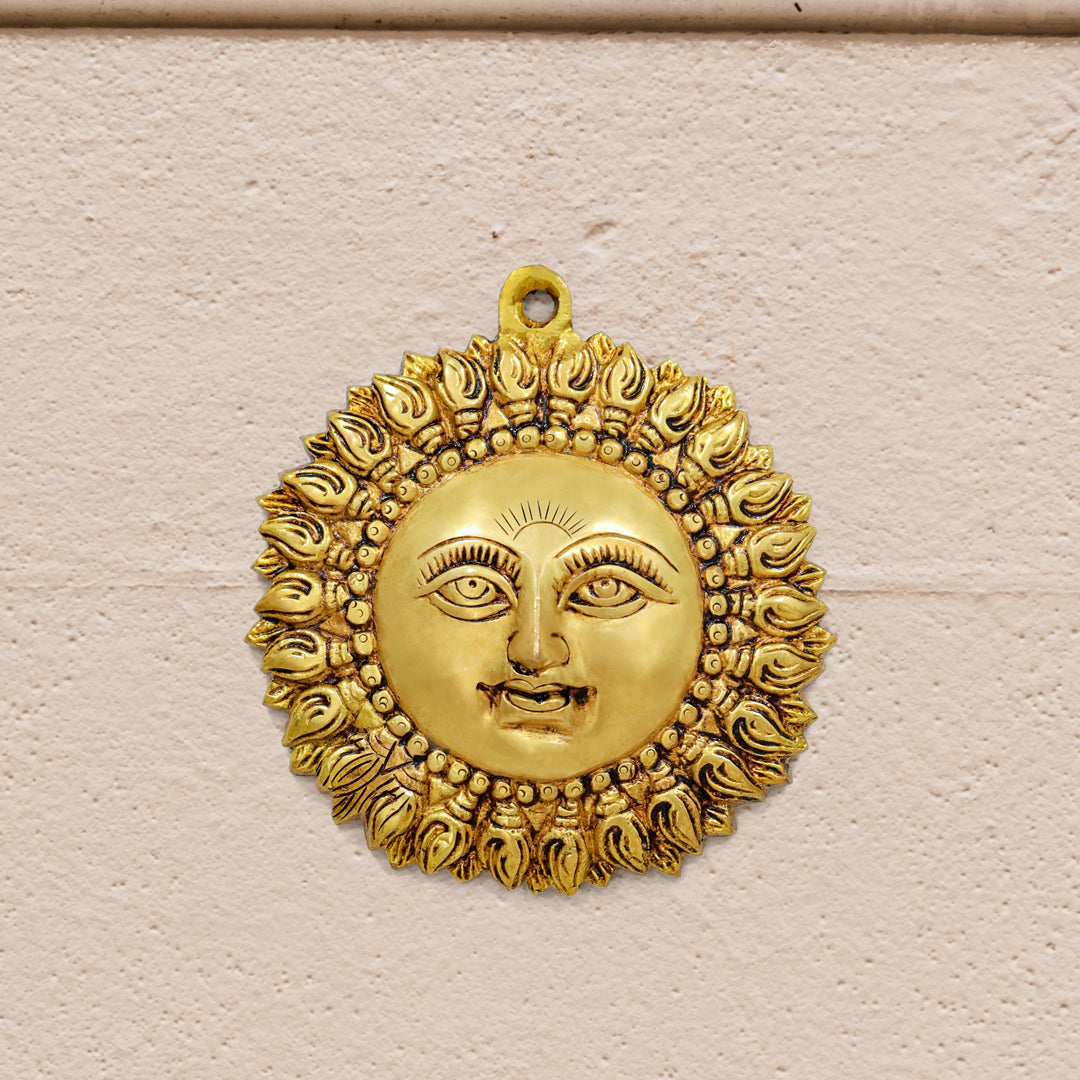 Brass Sun Face Wall Hanging (6.5 Inch)