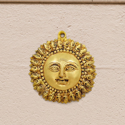 Brass Sun Face Wall Hanging (6.5 Inch)