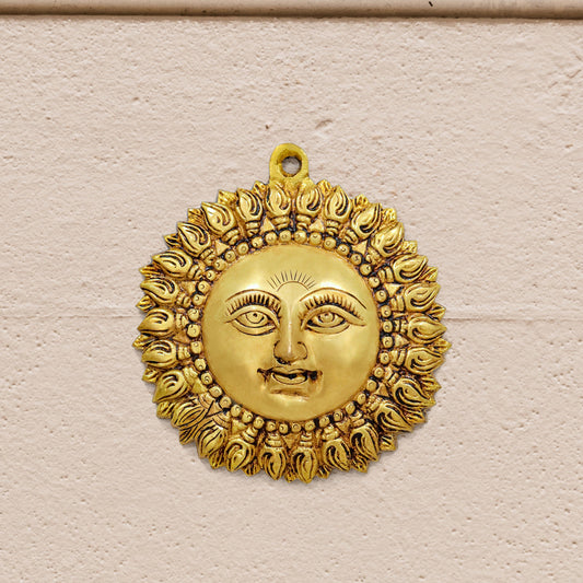 Brass Sun Face Wall Hanging (6.5 Inch)