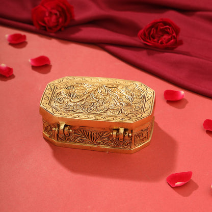 Brass Flower Kumkum Box (1.8 Inch)