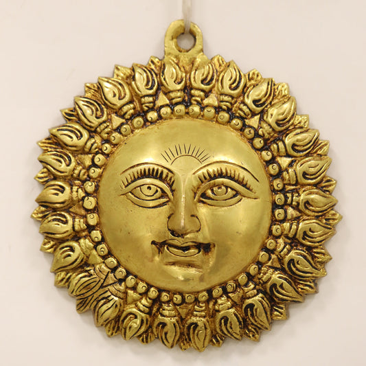 Brass Sun Face Wall Hanging (6.5 Inch)