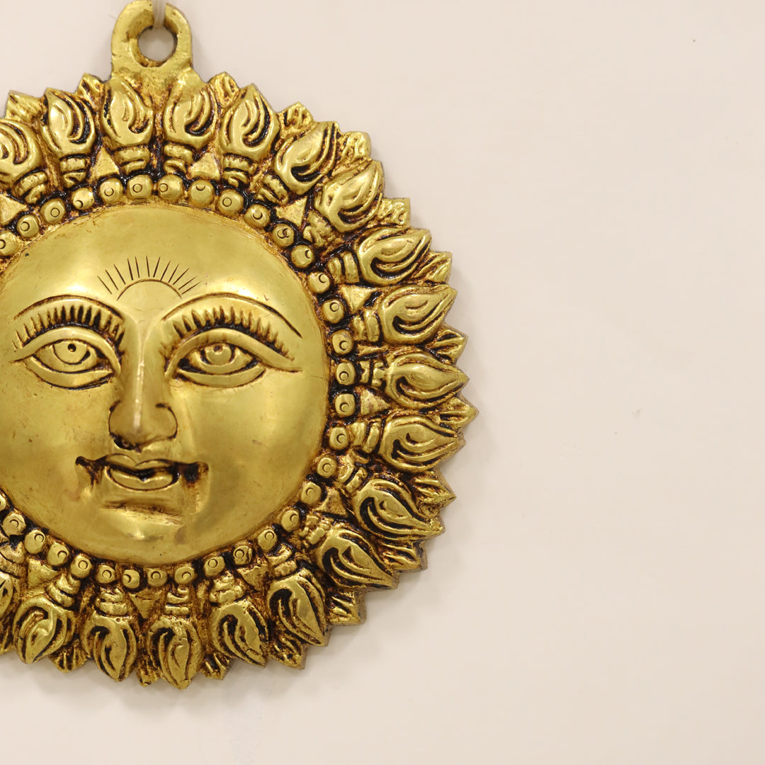 Brass Sun Face Wall Hanging (6.5 Inch)