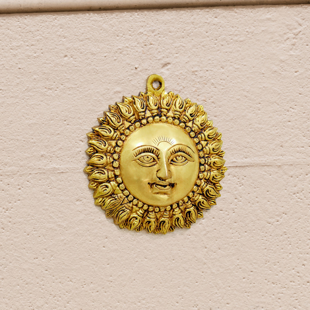 Brass Sun Face Wall Hanging (6.5 Inch)
