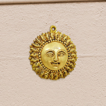 Brass Sun Face Wall Hanging (6.5 Inch)