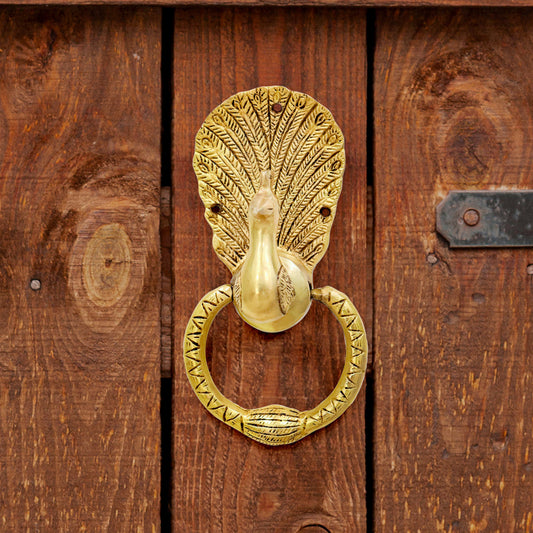 Brass Peacock Door Knocker (8 Inch)