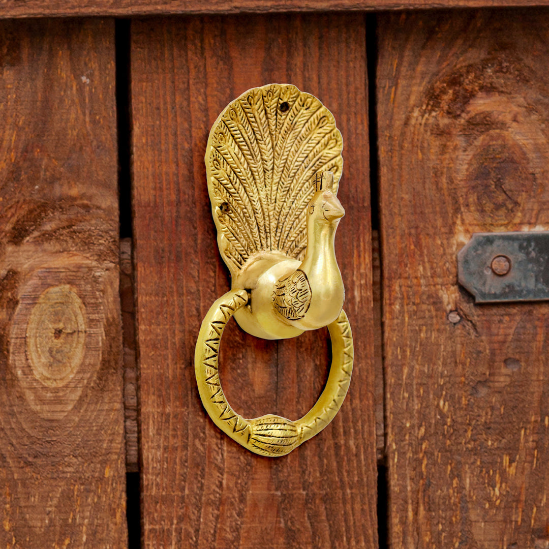 Brass Peacock Door Knocker (8 Inch)
