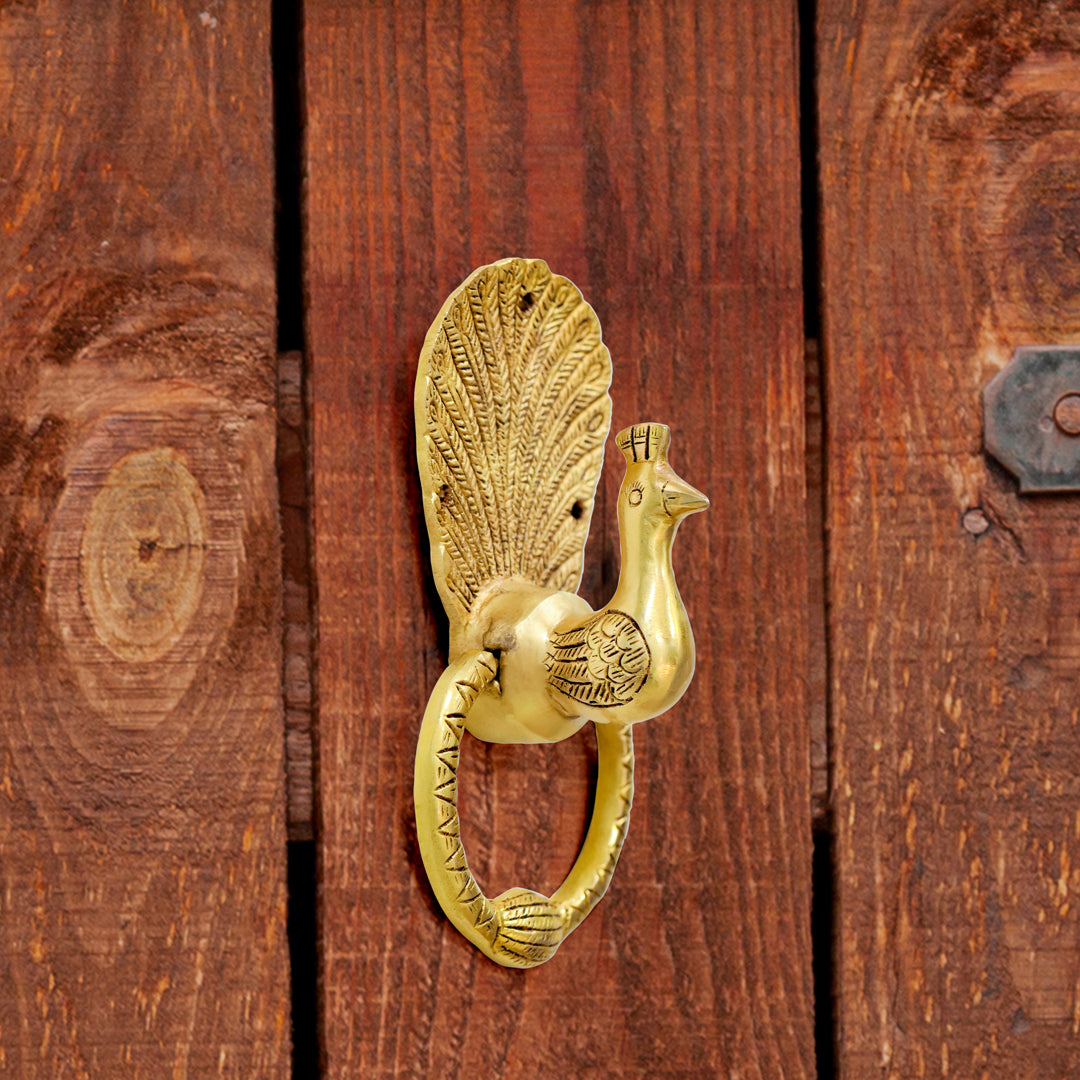 Brass Peacock Door Knocker (8 Inch)