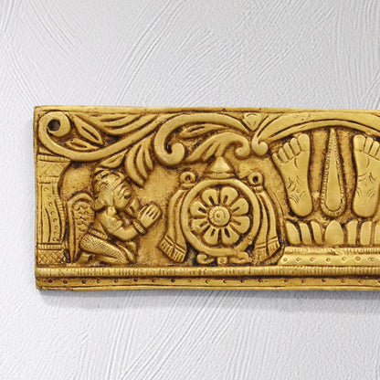 Divine Brass Wall Hanging – Shankh Chakra Namah with Hanuman & Garuda (9 Inch)