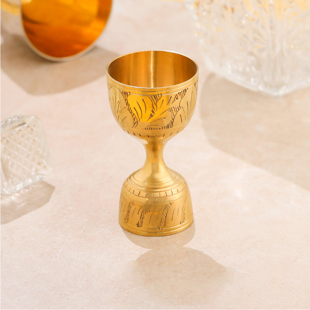 Brass Handcrafted Jigger 30/60ml with Velvet Gift Box (4 Inch)