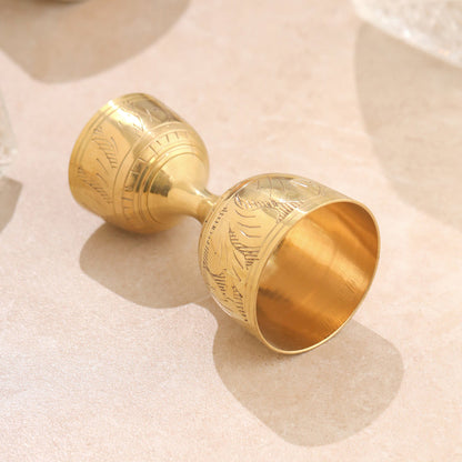 Brass Handcrafted Jigger 30/60ml with Velvet Gift Box (4 Inch)