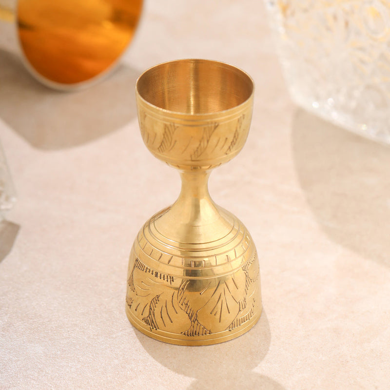 Brass Handcrafted Jigger 30/60ml with Velvet Gift Box (4 Inch)