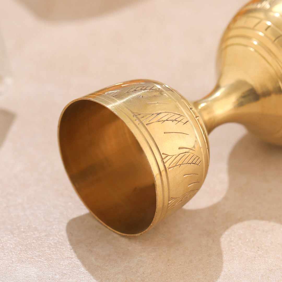 Brass Handcrafted Jigger 30/60ml with Velvet Gift Box (4 Inch)