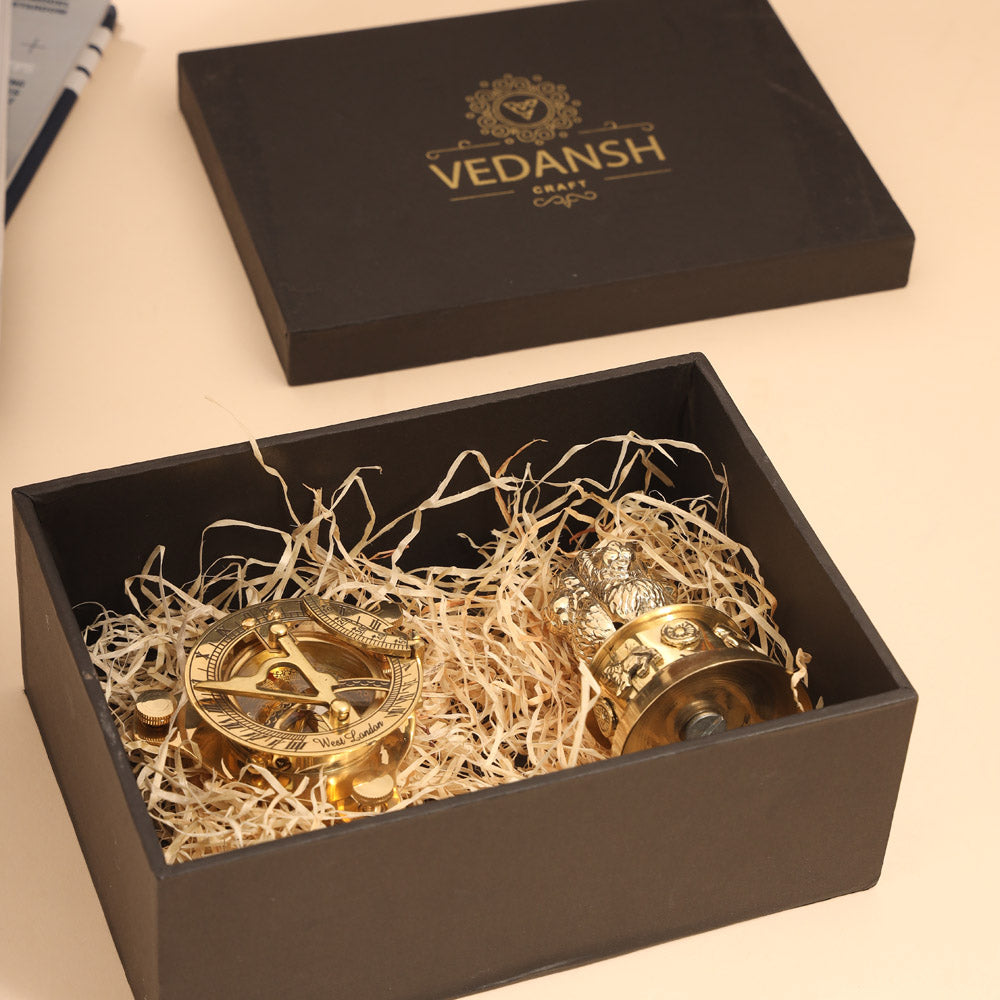 Brass Sundial Compass & Ashok Stambh Corporate Gift Hamper