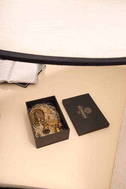 Brass Durga face & Swastik bell Festive Gift Hamper
