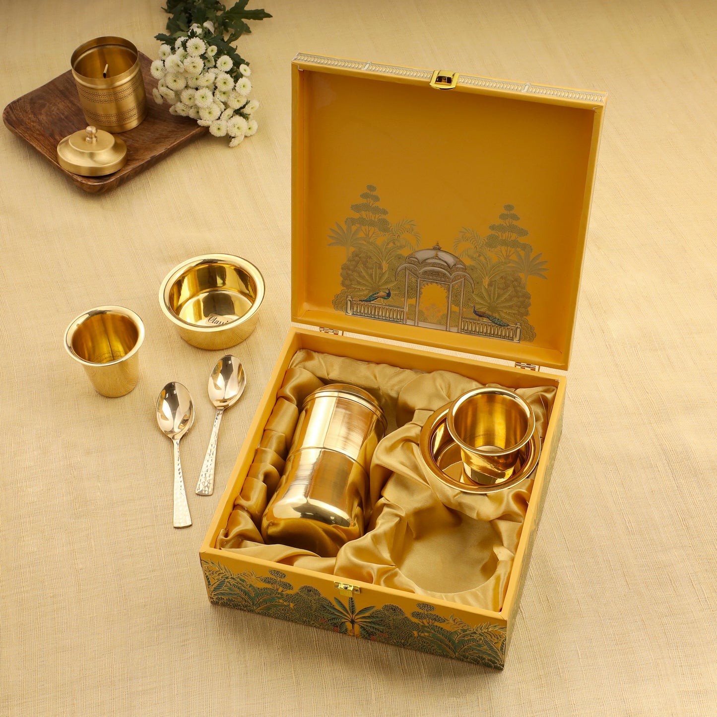 Brass Coffee Maker And Davara Set Corporate/Gift Hamper