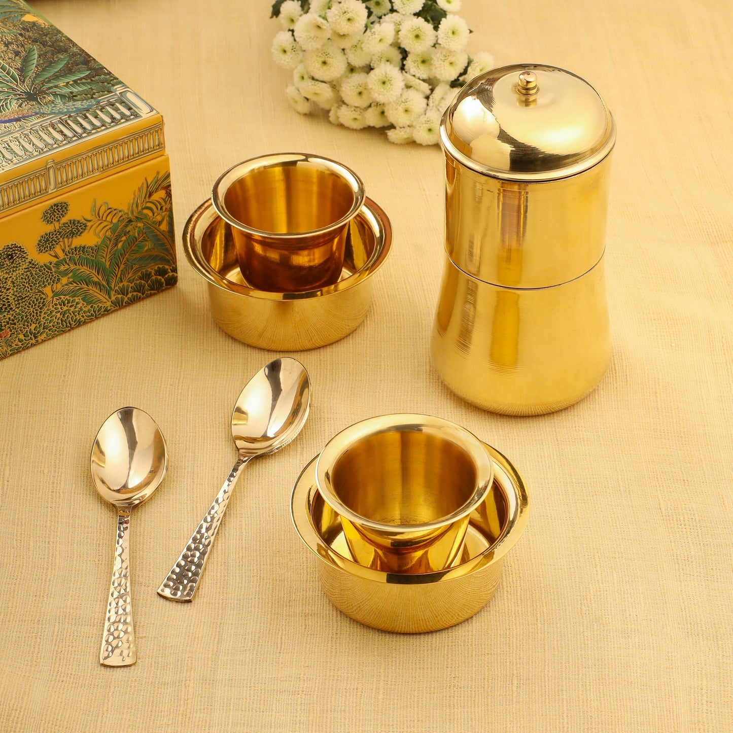 Brass Coffee Maker And Davara Set Corporate/Gift Hamper