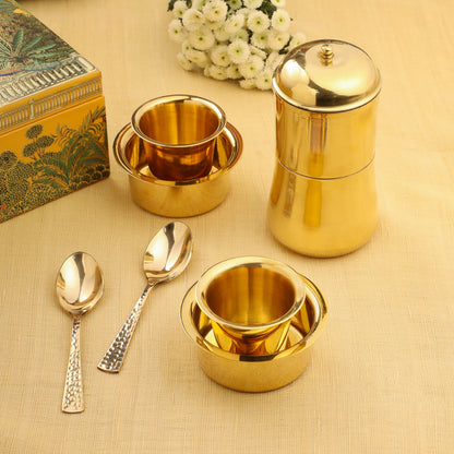 Brass Coffee Maker And Davara Set Corporate/Gift Hamper
