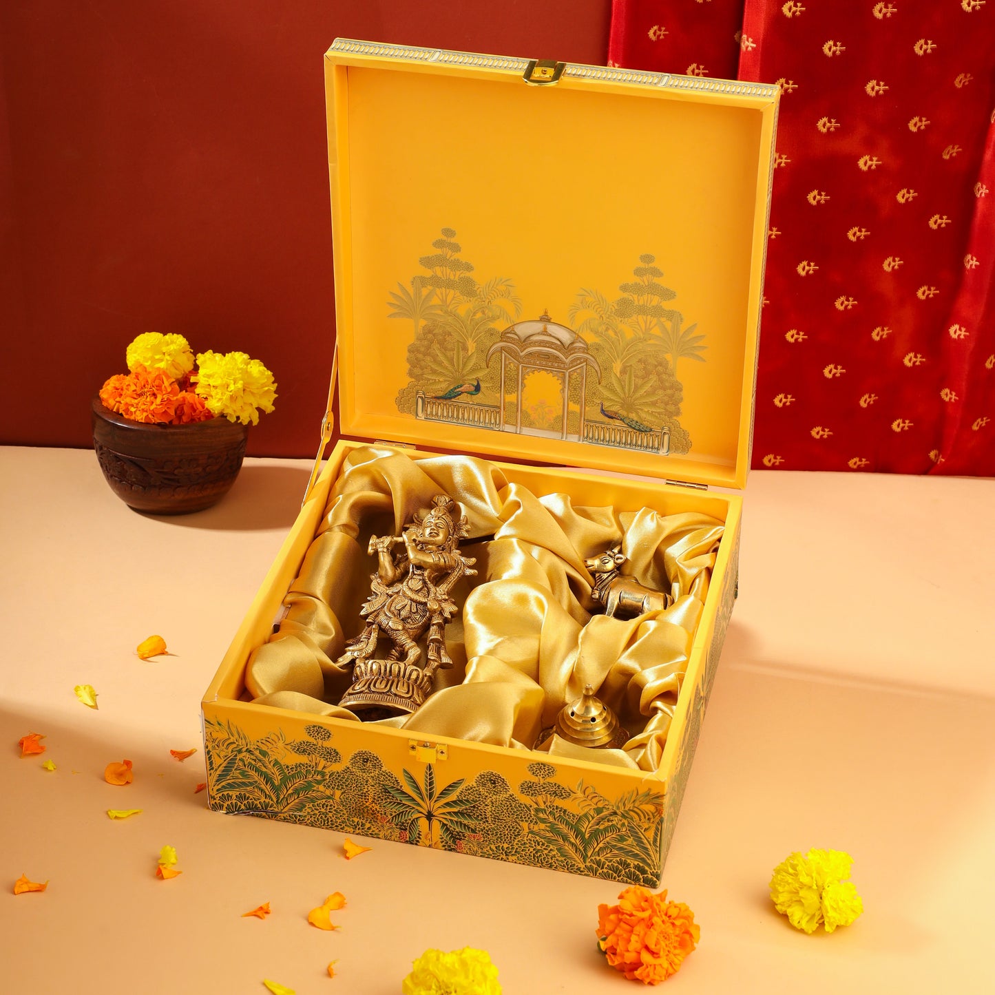 Brass Krishna With Cow Festive/Gift Hamper
